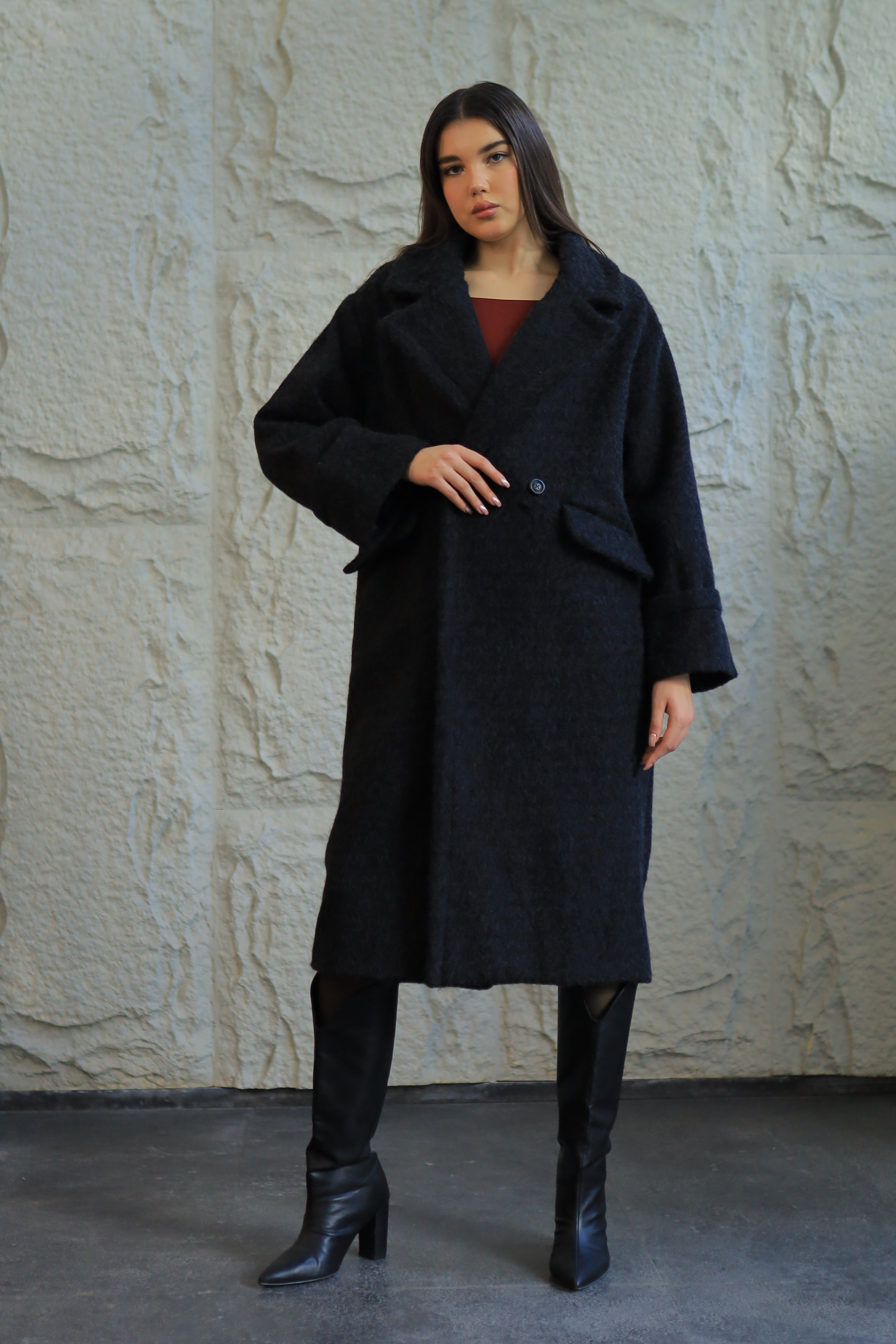 Teddy Textured Long Coat