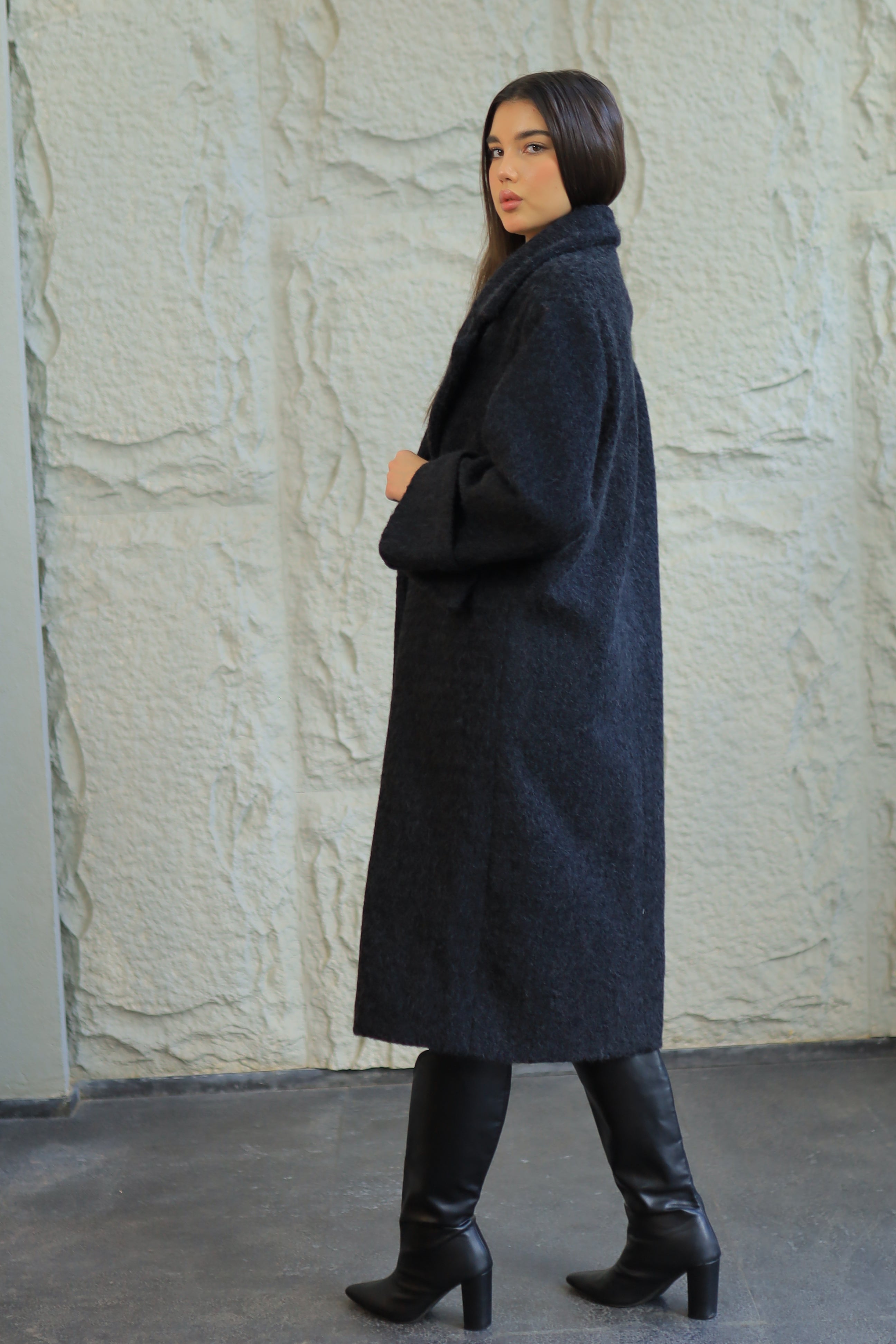 Teddy Textured Long Coat