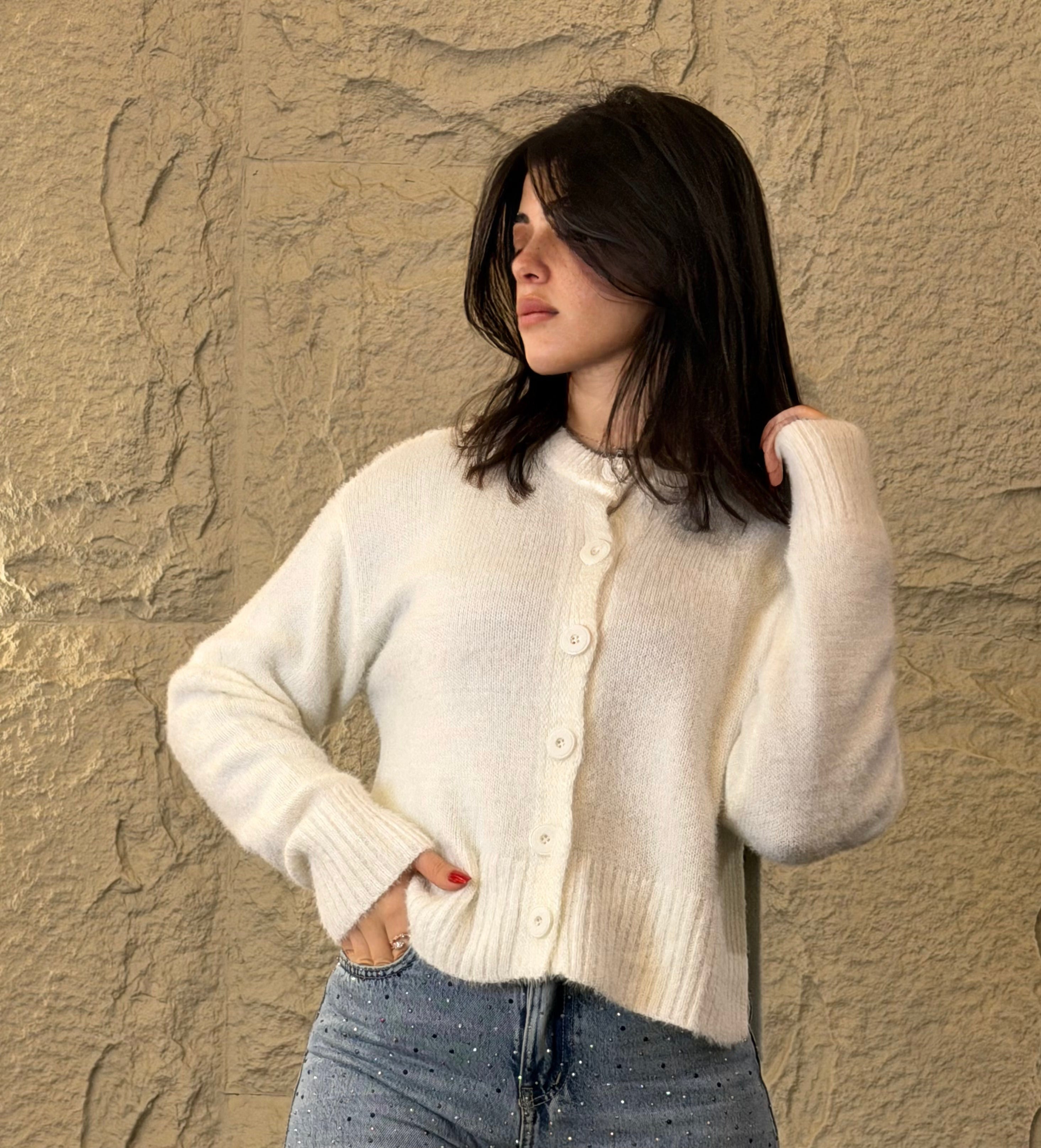 FUZZY CROPPED CARDIGAN