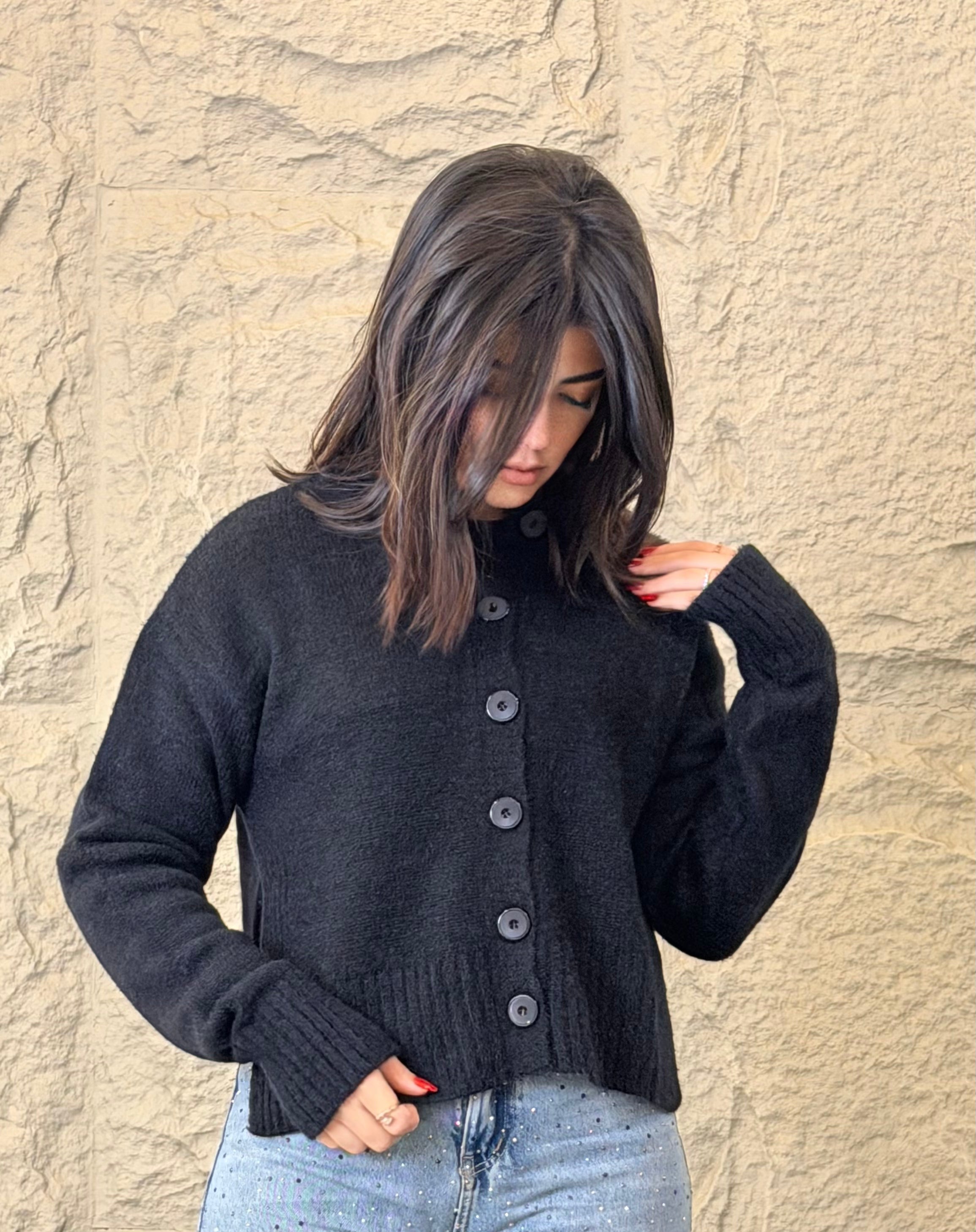 FUZZY CROPPED CARDIGAN