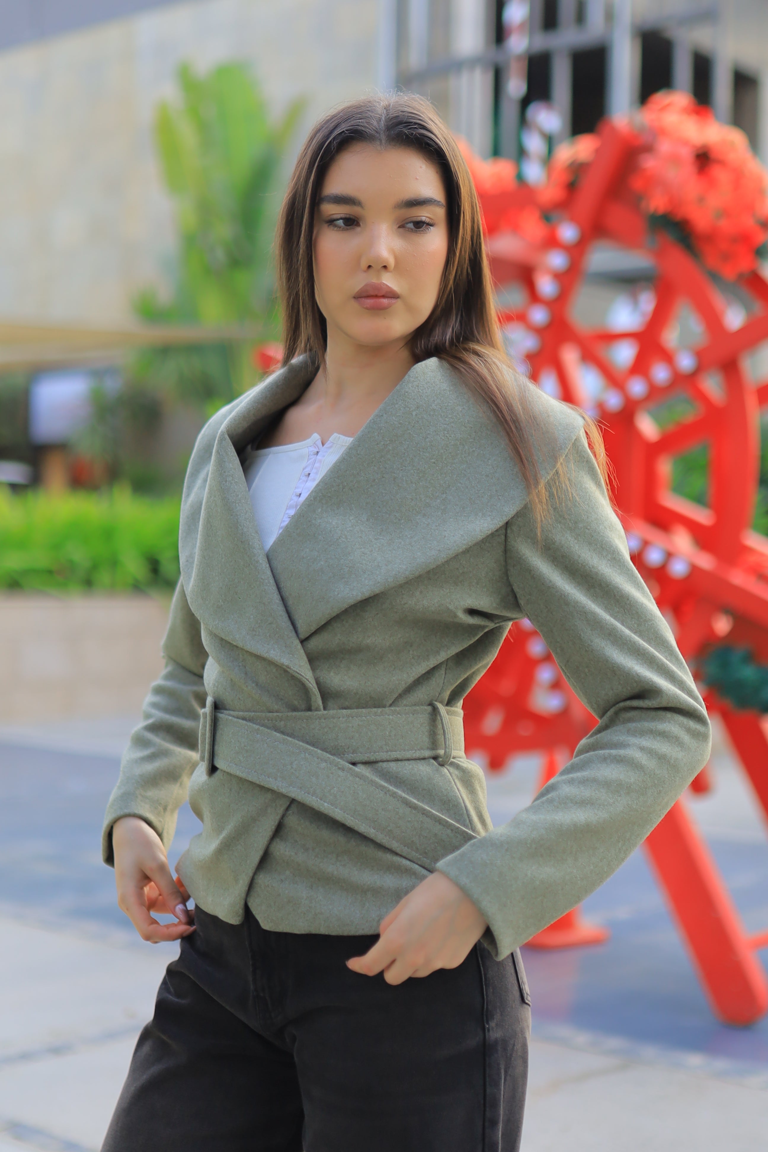 Sculpted Elegance Belted Jacket