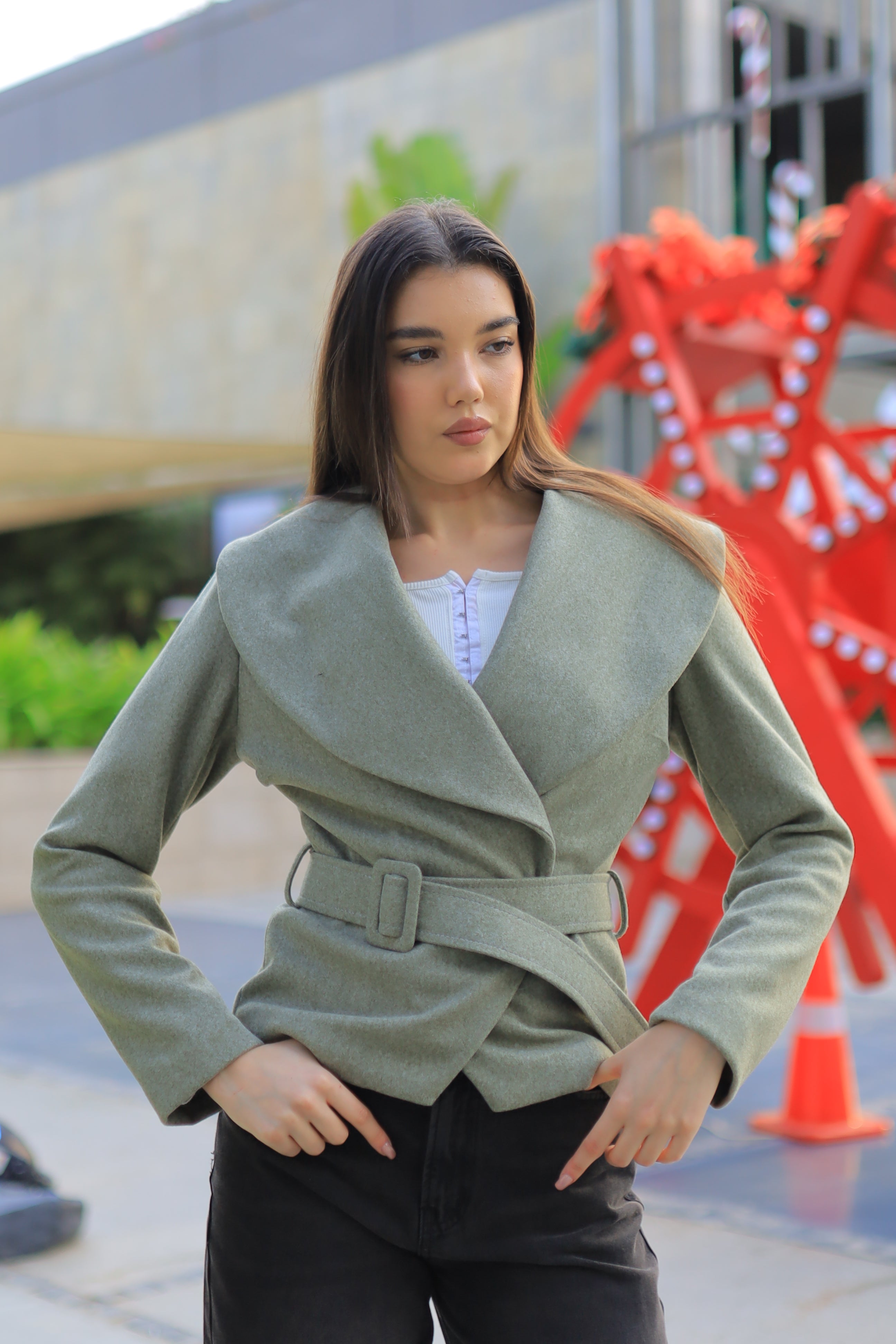 Sculpted Elegance Belted Jacket