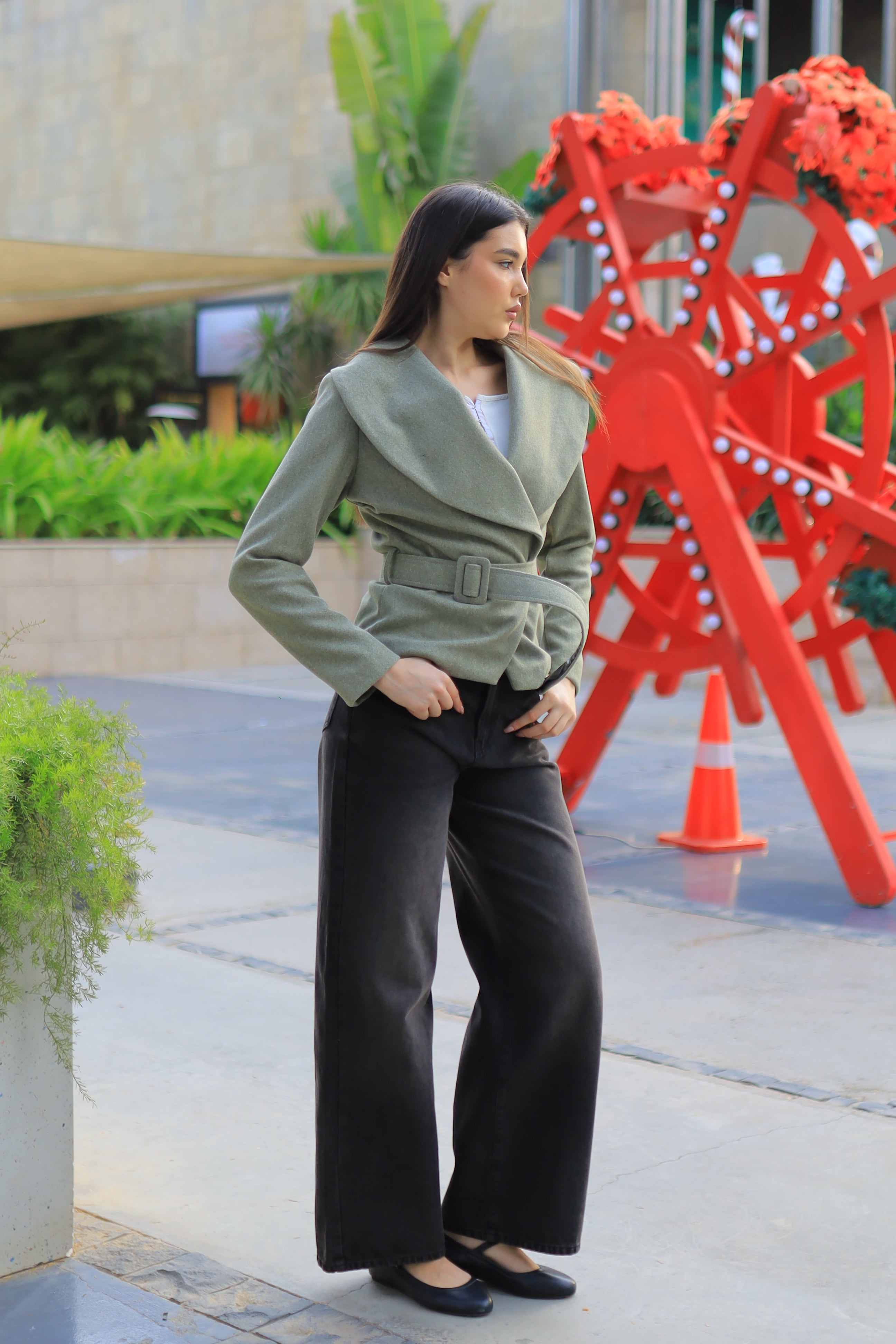 Sculpted Elegance Belted Jacket