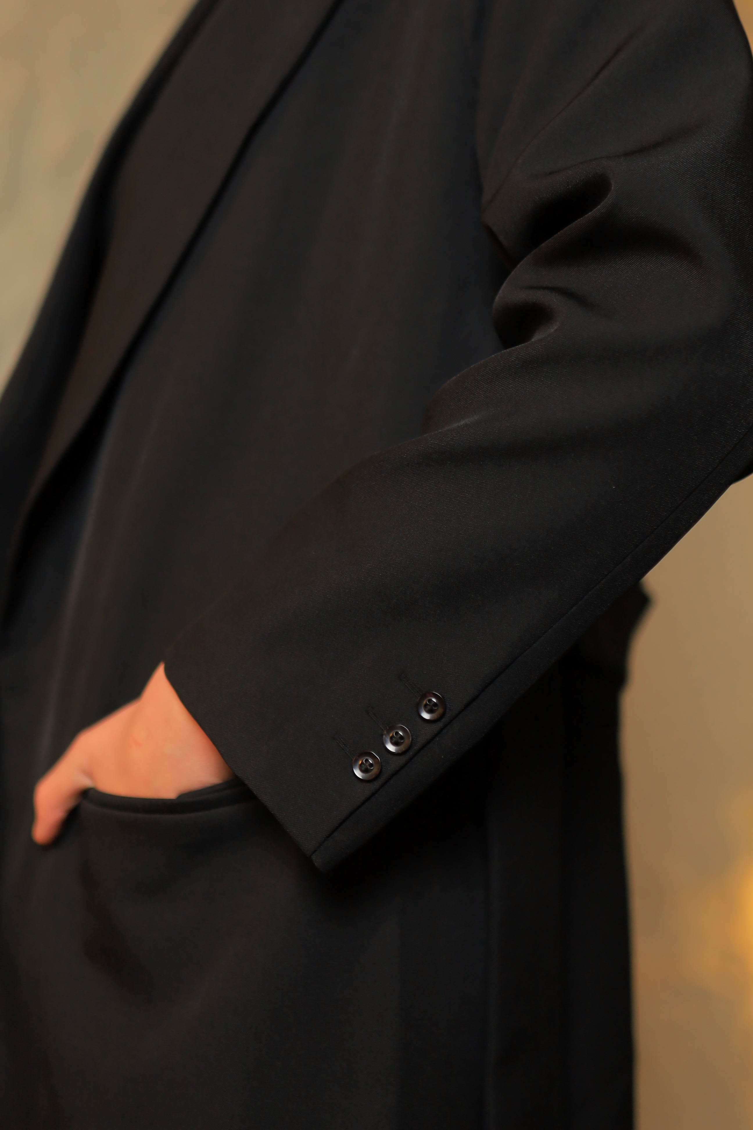 Long Blazer-Style Coat - Black