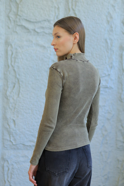 Asymmetrical Cutout Ribbed Top