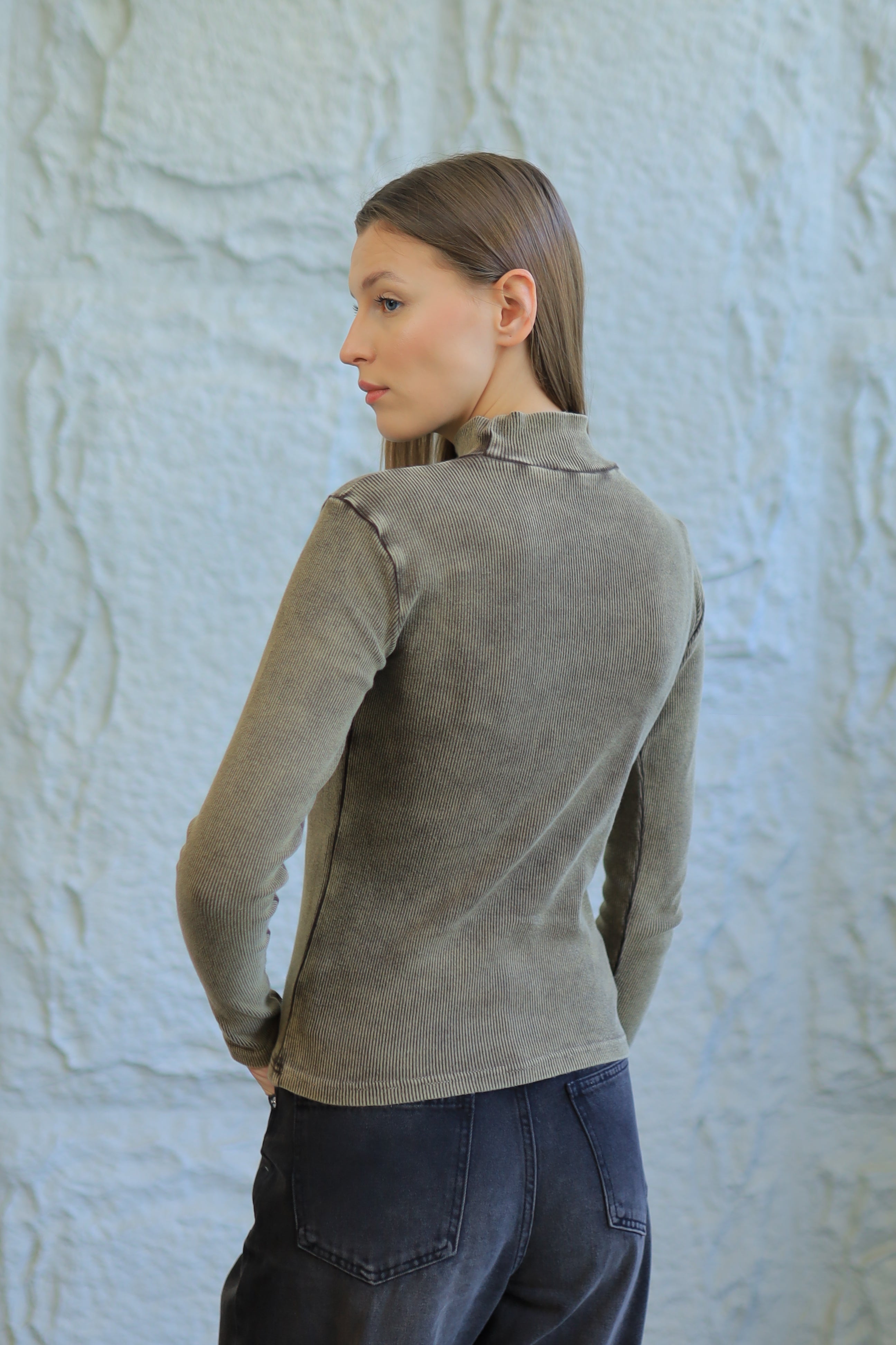 Asymmetrical Cutout Ribbed Top