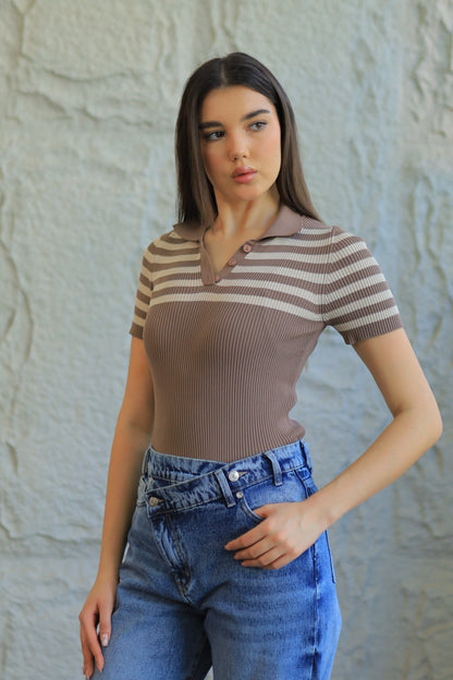 PARISIAN STRIPED KNIT POLO