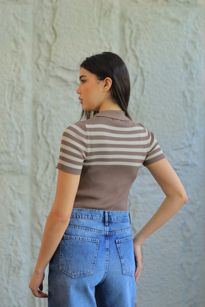 PARISIAN STRIPED KNIT POLO