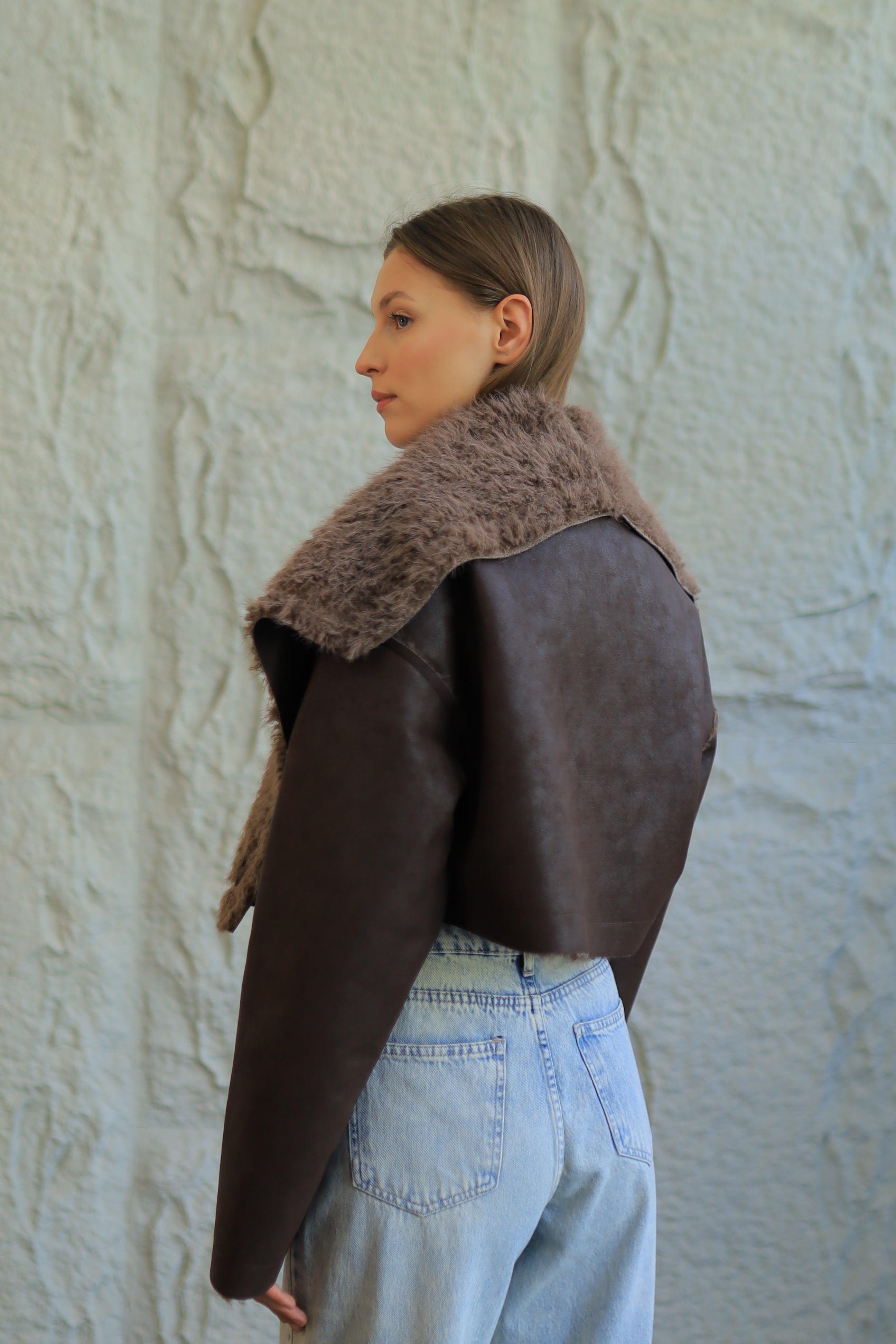 The Cozy Reversible Cropped Shearling Jacket