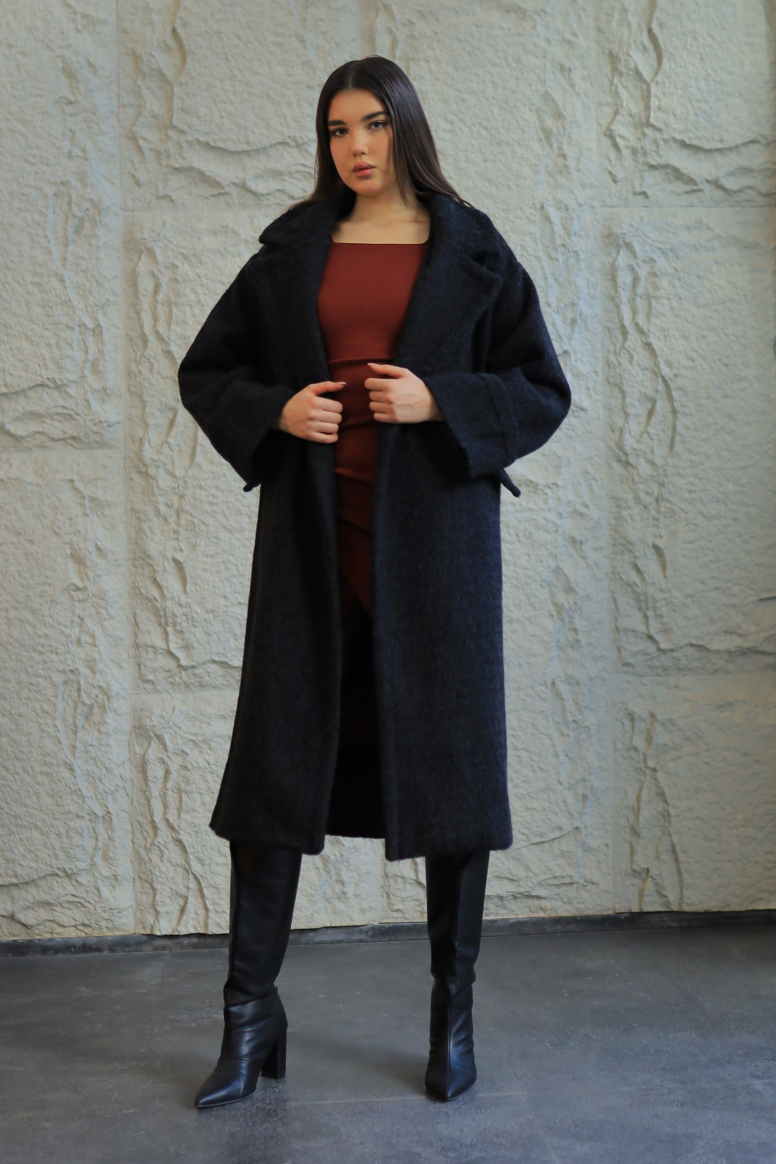 Teddy Textured Long Coat