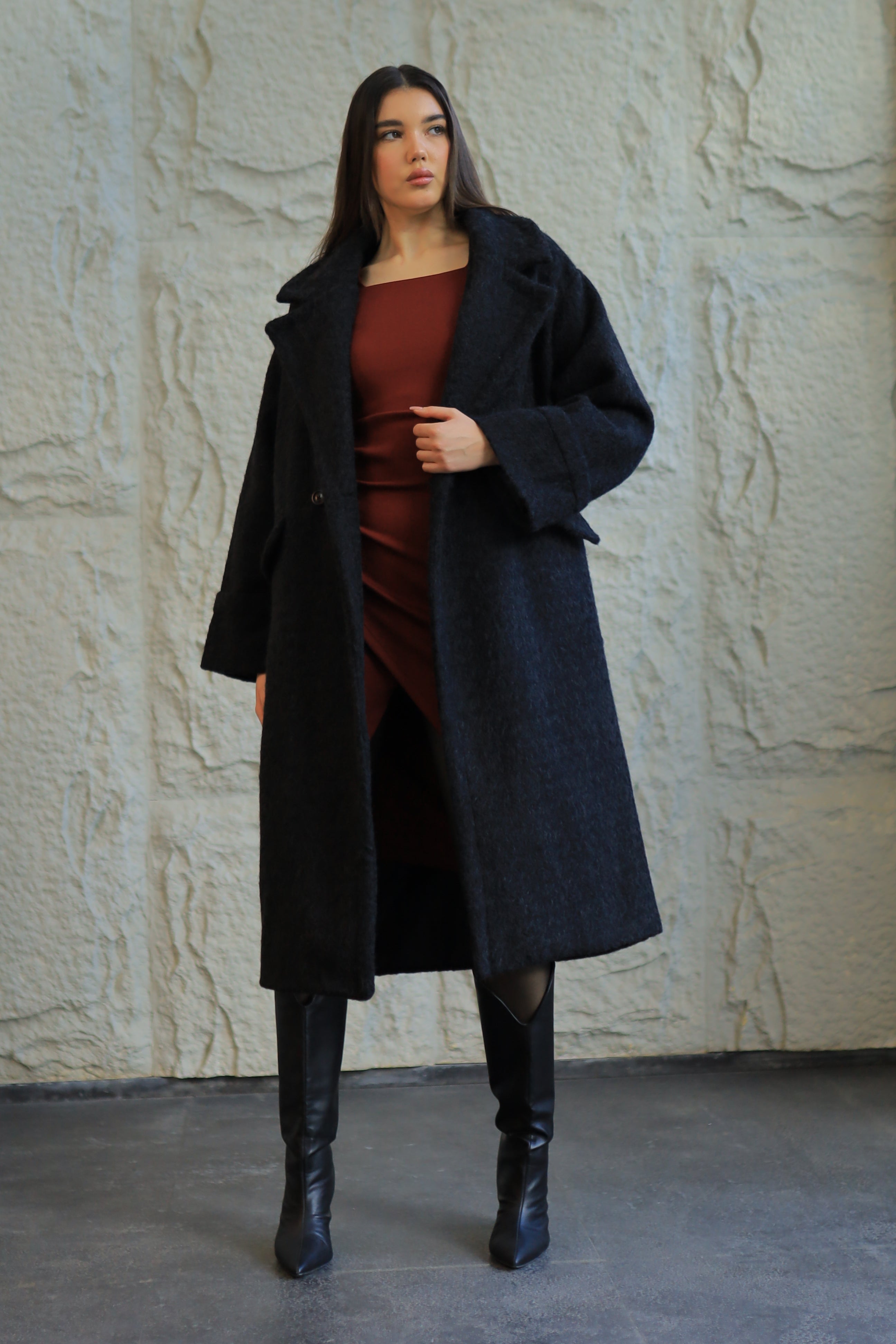 Teddy Textured Long Coat