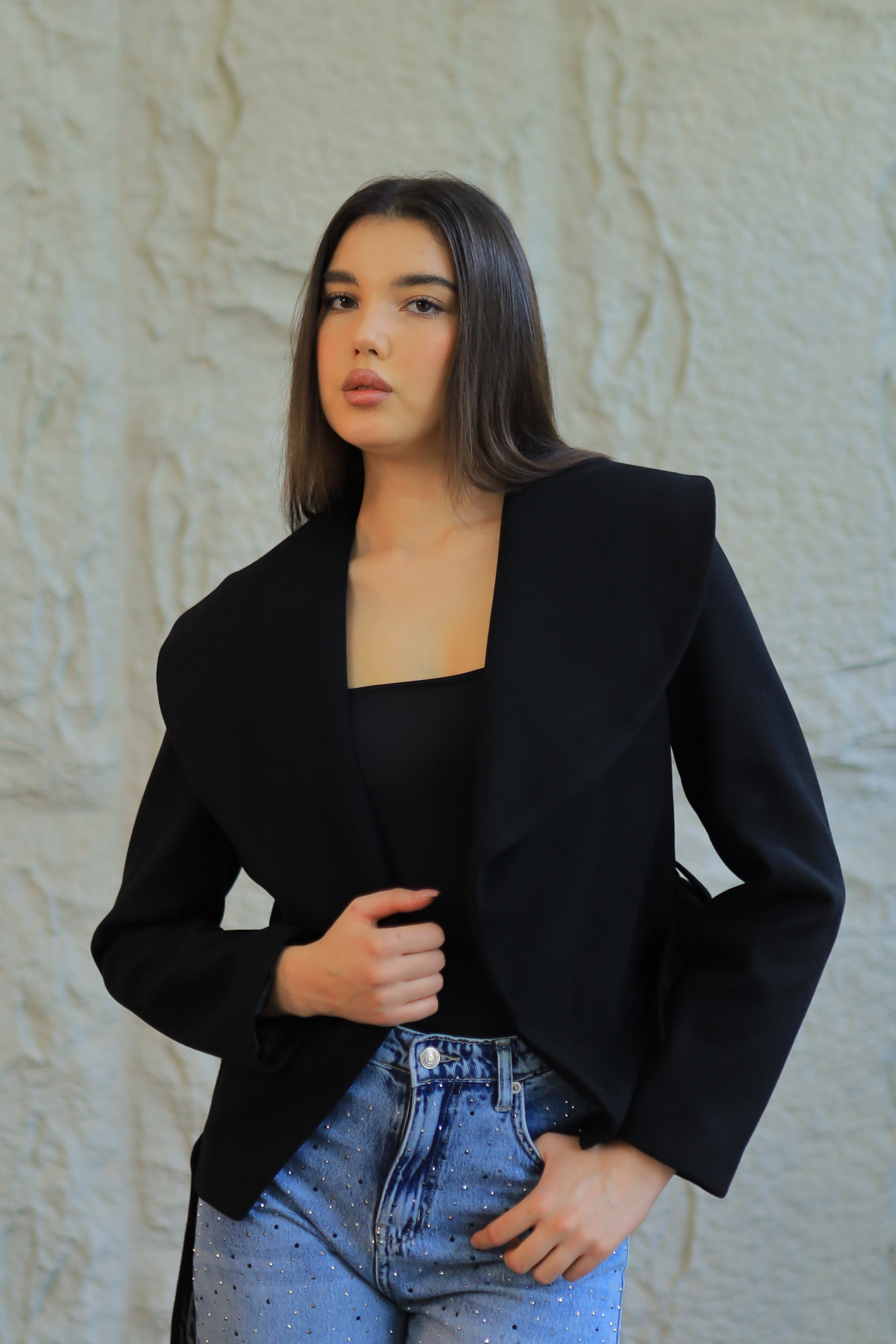 Sculpted Elegance Belted Jacket