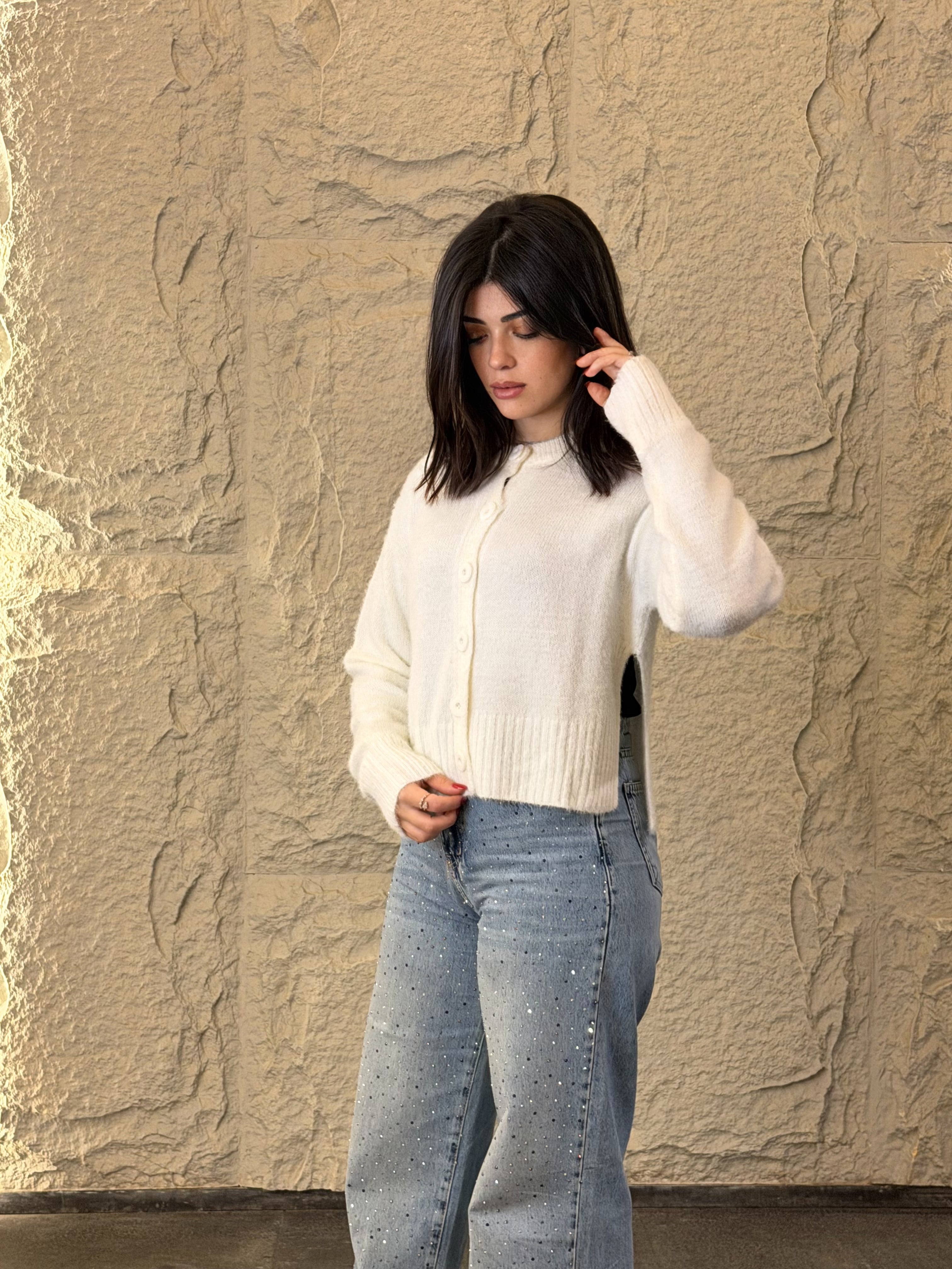 FUZZY CROPPED CARDIGAN