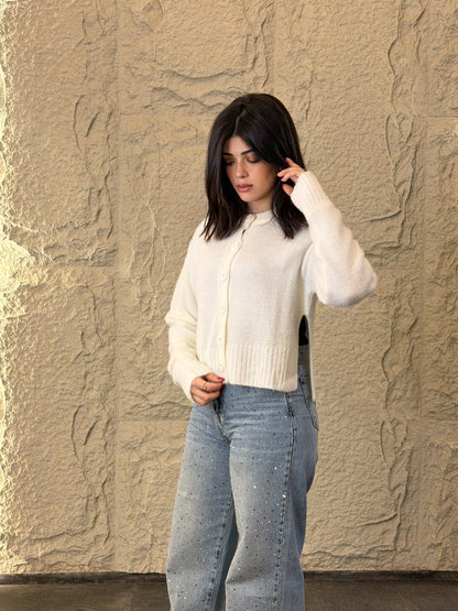 FUZZY CROPPED CARDIGAN