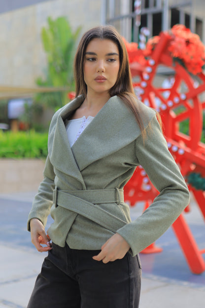 Sculpted Elegance Belted Jacket