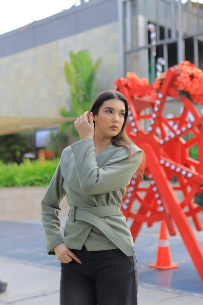 Sculpted Elegance Belted Jacket