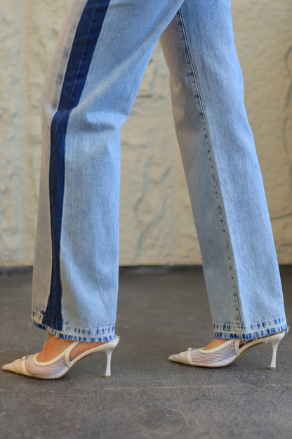 TWO-TONE VINTAGE DENIM JEANS