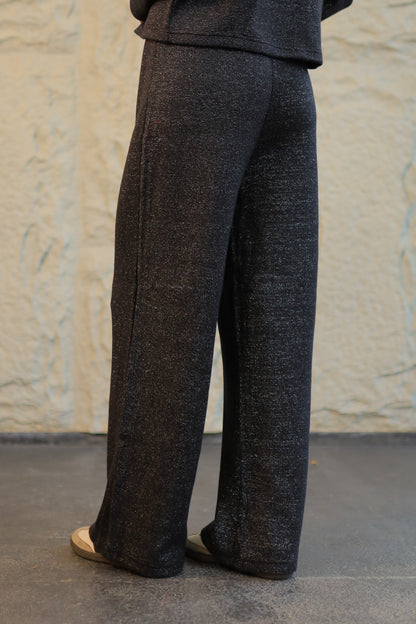 Sheer Wide-Leg Cozy Knit Pants - silver Grey