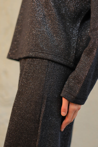 Sheer Wide-Leg Cozy Knit Pants - silver Grey