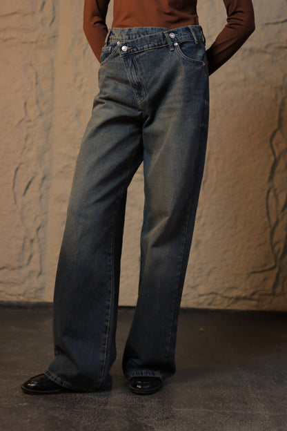 Dark Wash Wide-Leg Jeans
